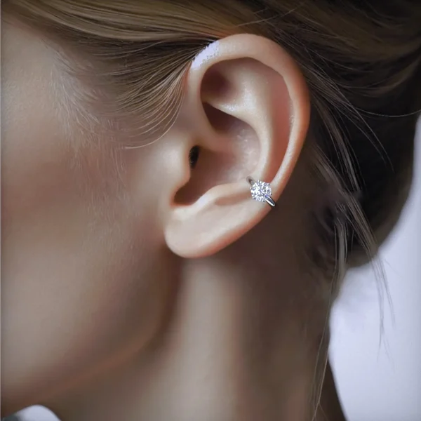 Кафф Солитер Классик с выращенным бриллиантом 0.50ct