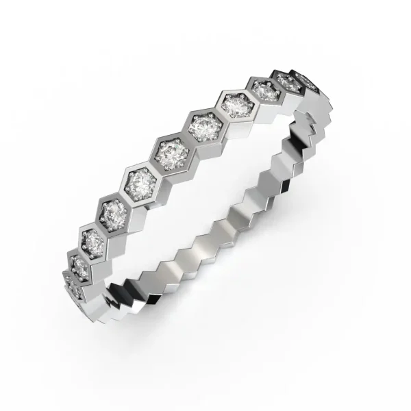 Кольцо Сота с алмазами ограненными синтетическими Bee HoneyComb diamond ring